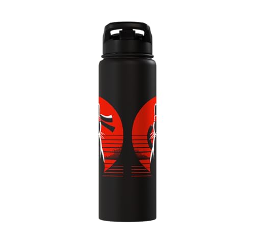 Japanese Cats Lovers And Cool Fighting Ninja Cat Fighter Stainless Steel Insulated Water Bottle - color: Black