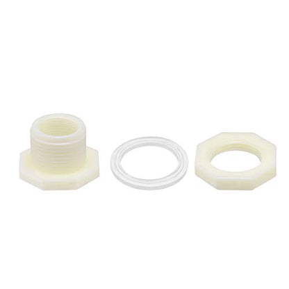 uxcell ABS Bulkhead Tank Fitting Adapter for Rain Bucket Aquariums Water Tanks Ponds G3/4 Female 4Pcs