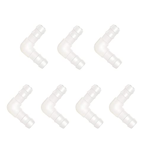 3/16" Hose Barb 90 Degree Elbow L Fitting, Plastic 2 Way Equal Barbed Joint Splicer Mender Union Adapter Hose Fitting (Pack of 7) - size: 3/16" (7Pcs)