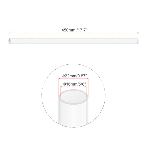 18" Clear Plastic Rigid Pipe 16mm ID x 22mm OD (5/8" ID x 7/8" OD) Acrylic Round Tubing, [for Plumbing, Hydraulics, Pneumatics, Aquarium] - size: 5/8" x 7/8"