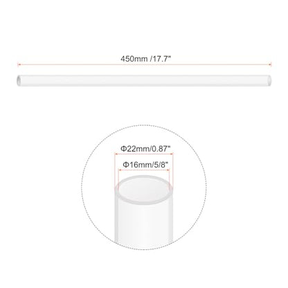 18" Clear Plastic Rigid Pipe 16mm ID x 22mm OD (5/8" ID x 7/8" OD) Acrylic Round Tubing, [for Plumbing, Hydraulics, Pneumatics, Aquarium] - size: 5/8" x 7/8"