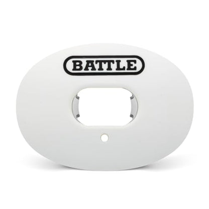 Battle Oxygen Lip Protector Mouthguard with Convertible Strap – Football and Sports Mouth Guard – Maximum Oxygen Supply – Mouthpiece Fits With or Without Braces – Impact Shield Covers Lips and Teeth - color: White