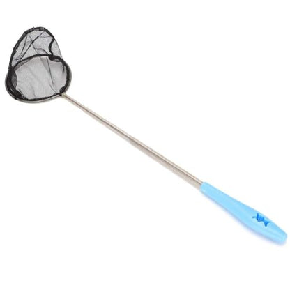 Aquarium Shrimp Net, Stainless Steel Fine Mesh Nest Extendable Fish Fish Skimmer Net Scoop with Long Handle(Round)