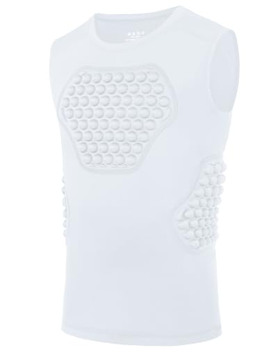 Roadbox Youth Baseball Chest Protector, Football Padded Compression Shirt - color: White, size: X-Large