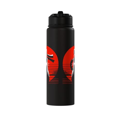 Japanese Cats Lovers And Cool Fighting Ninja Cat Fighter Stainless Steel Insulated Water Bottle - color: Black