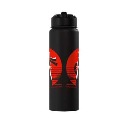 Japanese Cats Lovers And Cool Fighting Ninja Cat Fighter Stainless Steel Insulated Water Bottle - color: Black
