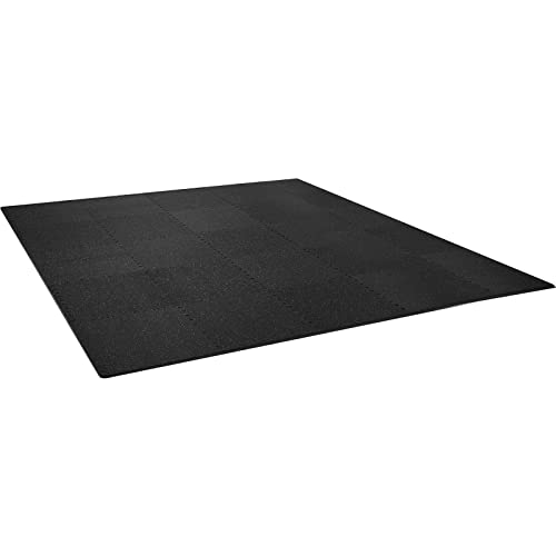 VEVOR 0.56Inch 100sq.ft Exercise Equipment Mats, 25 Tiles Upgraded Rubber Top with High Density EVA Foam, Interlocking Gym Flooring for Home Gym, 25 x 25In Gym Mats, Puzzle Workout Mats, Black & Gray | Rubber Top with Dense EVA Foam, Interlocking Gym Floo
