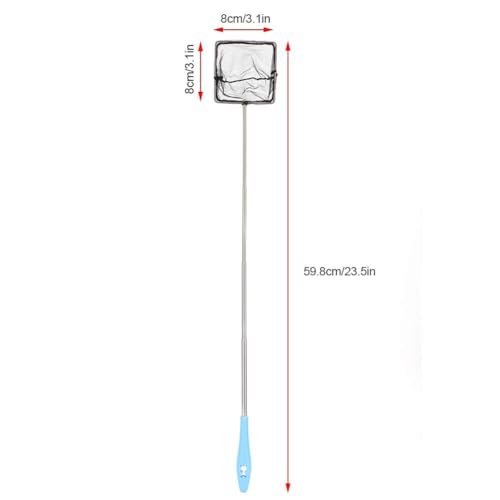 Aquarium Shrimp Net, Stainless Steel Fine Mesh Nest Extendable Fish Fish Skimmer Net Scoop with Long Handle()
