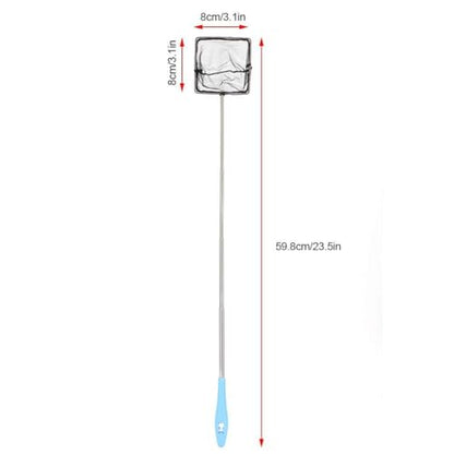 Aquarium Shrimp Net, Stainless Steel Fine Mesh Nest Extendable Fish Fish Skimmer Net Scoop with Long Handle()