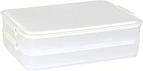 2 Layer Plastic Bacon Box, Deli Meat Saver Cold Cuts Fridge Keeper, Cheese Food Storage Container with Lid for Refrigerator, Shallow Low Profile Christmas Cookie Holder (White) - color: White
