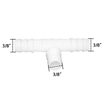 Plastic 3/8" ID Hose Barb Fittings, Equal Barbed Tee Pipe Connectors 3 Way Joint Splicer Mender Union Adapter for Boat Aquarium, Pack of 6 - size: 3/8 Inch