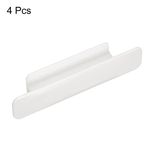 uxcell 4Pcs Self-Stick Handles, White Plastic Self-Adhesive Instant Drawer Handles Pulls for Bathroom, Closet, Wardrobe, Dresser, Window (110mm/4.33" Length)