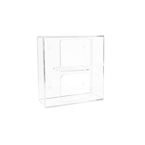 TrippNT 50830 Clear Acrylic Double Side Loading Glove Box Holder, 10" Width x 10" Height x 4" Depth - size: Double, style: Hardware Mount