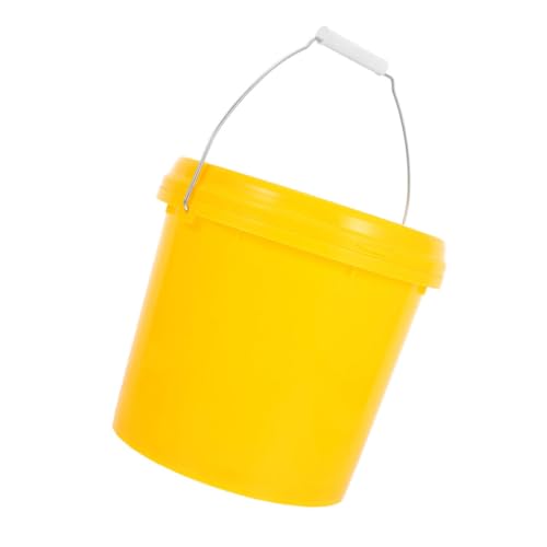Heavy Duty Plastic Bucket with Lid Portable Pail Container for Household Use Versatile Storage for Food and Liquids Durable Design Lid and Handle - color: Yellow