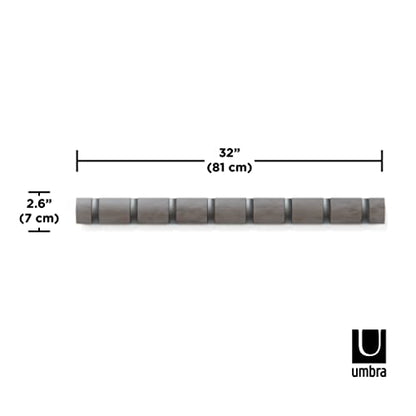 Umbra Flip Coat Rack, Wall Mount 8-Hook, Space Saving, Grey/Pewter - color: Grey/Pewter, size: 8 hook