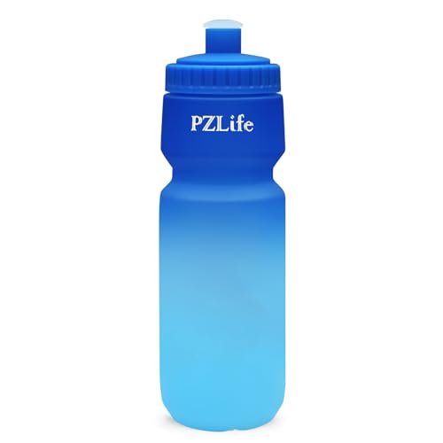 24oz Bike Water Bottle, Cycling Squeeze Bottle BPA Free, w/Pull Top Lid, Leak Proof Sport Water Bottle with Capacity Scale, for Bicycle, Gym,Outdoor Sports - color: Blue