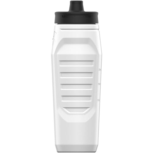 Under Armour Squeeze Water Bottles, 32 oz Water Bottles, Sideline Sports Water Bottle with Quick-Shot Lid, Quick & Easy Hydration, Gym Water Bottles, Squeeze Bottle, 1 32oz Bottle - color: White