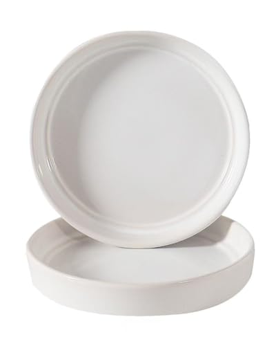 2 Pack of 5.2 Inch White Ceramic Plant Saucer,Indoor & Outdoor Universal Drainage Tray,Durable & Thick Glazed Pot Base Water Tray