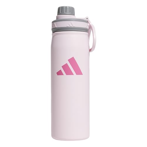 adidas Metal Water Bottle 600 mL | Double-Wall Insulated, Leak-Resistant Lid, BPA-Free, Durable, Workouts & Daily Use - color: Clear Pink/Grey/Pink Fusion/M