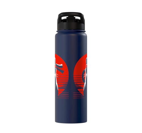 Japanese Cats Lovers And Cool Fighting Ninja Cat Fighter Stainless Steel Insulated Water Bottle - color: Navy Blue
