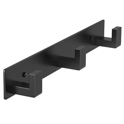 PMMASTO Stainless Steel Wall Coat Rack, Black- 3 Hooks, 1 Pack, L Shape - color: Black, size: 3 "L" Hooks, 1PACK