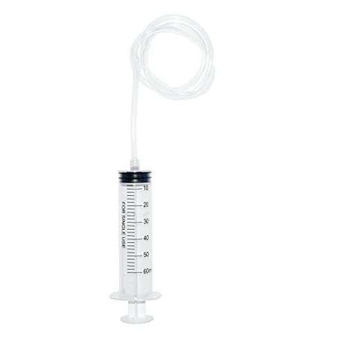 Karlling 60 ML CC Large Plastic Syringe Without Needle for Liquid Nutrient Measuring,Scientific Lab with 80cm Handy Tube - style: *60ML(1 Pack)