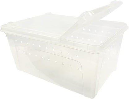 Happy Habitat (Medium - 2 Pack)- Ventilated Enclosure & Breeder Box - for Live Feeder Insects, Reptiles, Amphibians & Other Small Pets - Durable Plastic Portable Terrarium