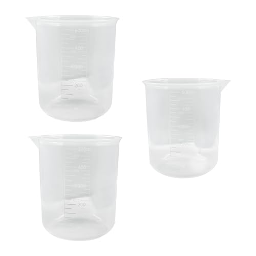 Bivethoi 3 Pack Plastic Beakers, Low Form Graduated Measuring Beakers 50ML Graduation Interval(Vol. 500ML) - size: 500ml
