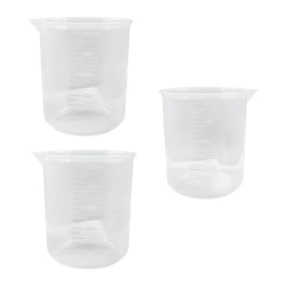 Bivethoi 3 Pack Plastic Beakers, Low Form Graduated Measuring Beakers 50ML Graduation Interval(Vol. 500ML) - size: 500ml