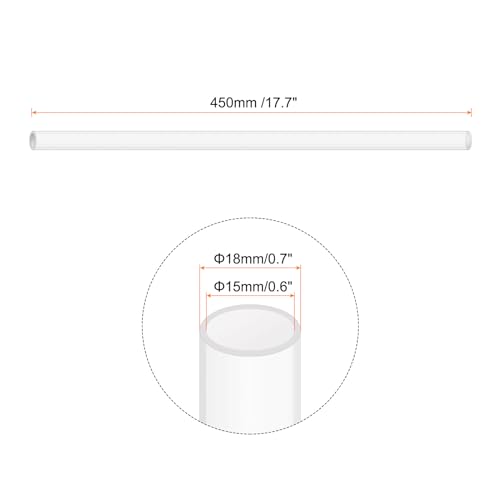 18" Clear Plastic Rigid Pipe 15mm ID x 18mm OD (0.6" ID x 0.7" OD) Acrylic Round Tubing, [for Plumbing, Hydraulics, Aquarium] - size: 0.6" x 0.7"