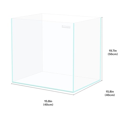 21 Gallon Rimless Aquarium Tall Tank, Ultra Clear Low Iron Big Fish Tank, L15.8×W15.8×H19.7 Glass Thickness 6mm with EVA Foam Leveling Mat - size: 21 Gallons