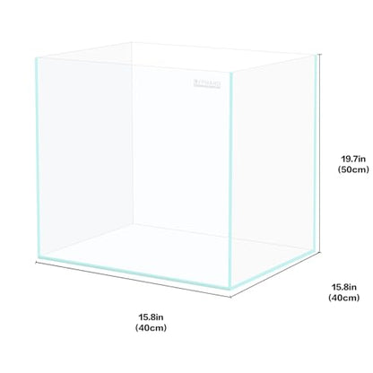 21 Gallon Rimless Aquarium Tall Tank, Ultra Clear Low Iron Big Fish Tank, L15.8×W15.8×H19.7 Glass Thickness 6mm with EVA Foam Leveling Mat - size: 21 Gallons