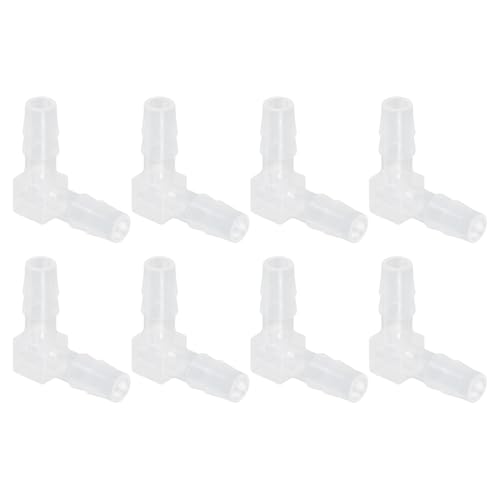 uxcell 1/4" Hose Barb Fitting, 8 Pcs Equal Barbed 90 Degree Elbow L Shaped 2 Way Plastic Splicer Joint Mender Adapter Union Fitting for Air Line Tubing Pipe Household Fuel Gas Liquid - size: 0.25 Inch