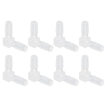 uxcell 1/4" Hose Barb Fitting, 8 Pcs Equal Barbed 90 Degree Elbow L Shaped 2 Way Plastic Splicer Joint Mender Adapter Union Fitting for Air Line Tubing Pipe Household Fuel Gas Liquid - size: 0.25 Inch