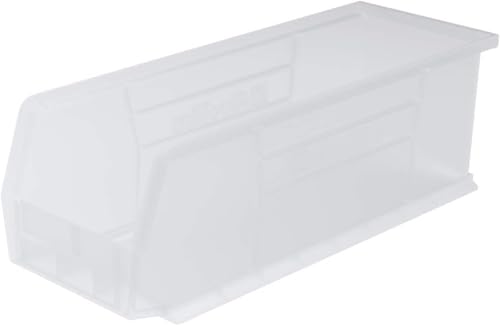 Akro-Mils 30234 AkroBins Plastic Storage Bins, Space-Saving Stackable Bins for Garage, Pantry, Craft Organization, 15" x 5" x 5", Clear, 12-Pack - color: Clear