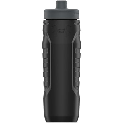 Under Armour Squeeze Water Bottles, 32 oz Water Bottles, Sideline Sports Water Bottle with Quick-Shot Lid, Quick & Easy Hydration, Gym Water Bottles, Squeeze Bottle, 1 32oz Bottle - color: Black/Pitch Grey