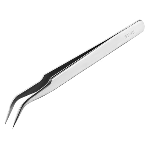Ainiv Precision Tweezers, Stainless Universal Bent Tip Tweezers, Sewing Machine Tweezers, Non-Magnetic Industrial Tweezers, for Craft, Electronics, Soldering, Medical and Experimental Work, Jewelry - color: 1pc Curved Tweezers, size: 1pc