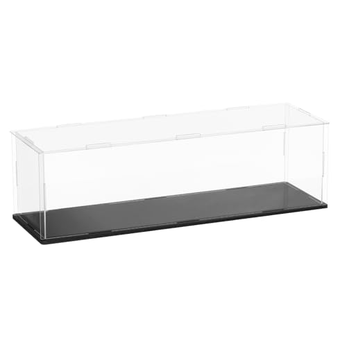 uxcell Acrylic Clear Display Case for Collectibles Self-Assemble Display Clear Boxes with Black Base Dustproof Countertop Storage Box for Collectible Figures, 13.8 x 3.9 x 3.9 Inch - size: 13.8 x 3.9 x 3.9 Inch