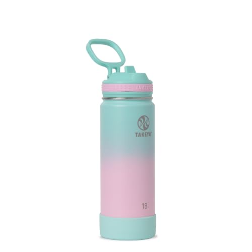 Takeya 18 oz Actives Stainless Steel Water Bottle with Straw Lid – Leakproof, Double-Wall Insulated, Keeps Drinks Cold 24 hrs/Hot 12 hrs, BPA-Free, Powder-Coated, Gym & Travel, Ombre Dream - color: Ombre Dream, size: 18 Ounces