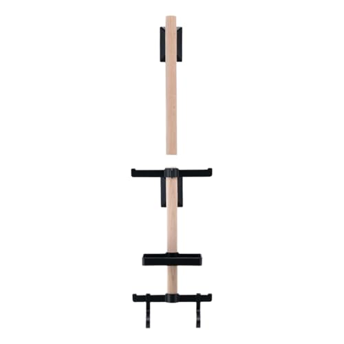 Wood Wall Storage Rack – Solid Mounted Organizer, Bicycle Gear Holder, Helmet Glasses Speedometer Shoe Stand | Space Saving Display, Wall Mounted Unit for Bike Accessories - size: Adhesive version