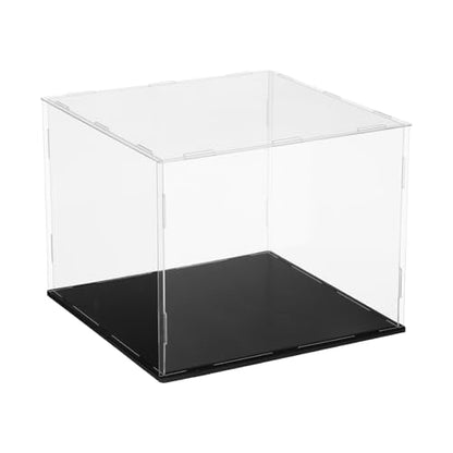 uxcell Acrylic Clear Display Case for Collectibles Self-Assemble Display Clear Boxes with Black Base Dustproof Countertop Storage Box for Collectible Figures, 9.8 x 9.8 x 7.9 Inch - size: 9.8 x 9.8 x 7.9 Inch