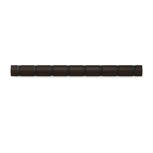 Umbra Flip Coat Rack, Wall Mount 8-Hook, Space Saving, Walnut/Black - color: Walnut/Black, size: 8 hook