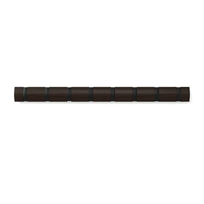 Umbra Flip Coat Rack, Wall Mount 8-Hook, Space Saving, Walnut/Black - color: Walnut/Black, size: 8 hook