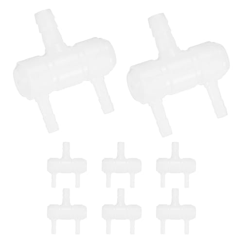 M METERXITY 8-Pack Rake-Shaped Hose Joint Air Discharge Diverter, 2-Way Outlet Barb Hose Fitting Connector for Agricultural Irrigation, Pressure Resistance [Transparent] - style: 2 Way