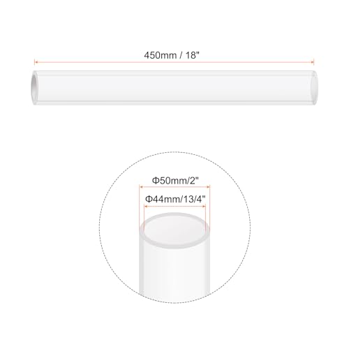 18" Clear Plastic Rigid Pipe 44mm ID x 50mm OD (1 3/4" ID x 2" OD) Acrylic Round Tubing, [for Plumbing, Hydraulics, Aquarium] - size: 1 3/4" x 2"