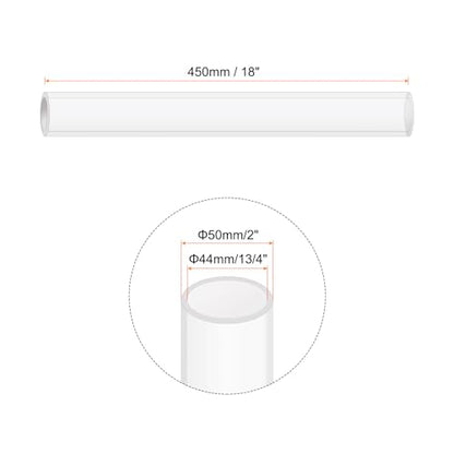 18" Clear Plastic Rigid Pipe 44mm ID x 50mm OD (1 3/4" ID x 2" OD) Acrylic Round Tubing, [for Plumbing, Hydraulics, Aquarium] - size: 1 3/4" x 2"