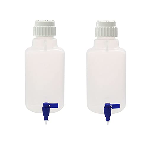 2pcs of 5L (1.3 Gallon) Round Carboys with Spigot, Lifting Handle, Autoclavable PP Material, Heavy Duty Can for Liquid Storage LVAA003 - style: 2pcs of 5L