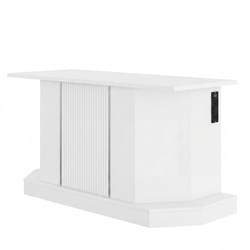 55-75 Gallon Aquarium Stand with 6-Outlet Charging Station (4AC+2USB), Heavy Duty Fish Tank Cabinet, 880 lbs Capacity, for Turtle Tank Reptile Terrarium, White - color: White, size: 47.64"L x 14.17"W x 28.7"H