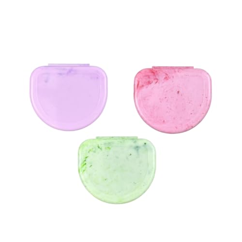 3Pcs Fashion Tie-dye Dental Retainer Case, Portable Orthodontic Aligner Case Storage for Retainers, Aligners & Mouth Guards (3pcs-Light Green+Purple+Pink) - color: 3pcs-Light Green+Purple+Pink