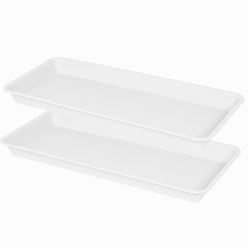 2 Pack Plastic Plant Saucer, Rectangular, Indoors Outdoor, Water Drip Tray for Planter, Windowsill (6 X 11 Inch, Creamy White) - color: Cream White, size: 11'' x 6.1'' x 1.0'' (2 pack)